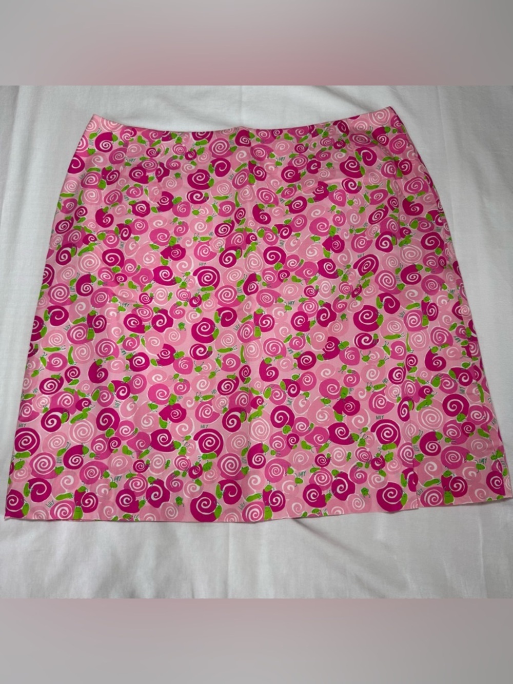 Vintage Lilly Pulitzer Skirt 12 Pink “Happy Snails” Cotton Resort Preppy Classic - Picture 1 of 10